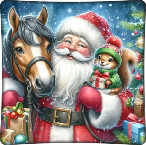 Подушка Дед Мороз с белкой